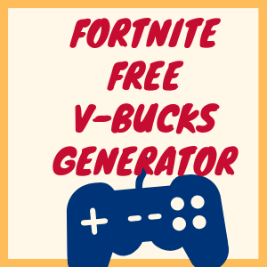 On this photo you can see in red color frotnite free v bucks generator, which stands on ps 4 controller, which is blue. This picture is framed in birght orange frame.