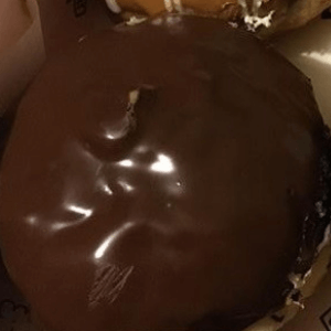 Boston cream donutos. THis one is filled with boston cream and chocolate on top, my rating is 10 out of 10