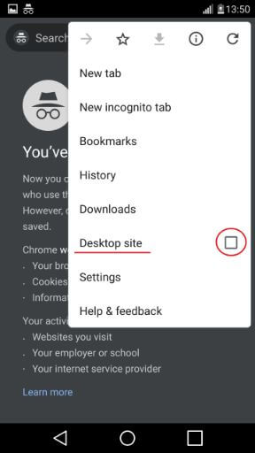 If you want to reach facebook desktop login on your mobile phone, you need to have this option set. If not, you will be redirected to mobile version of facebook.