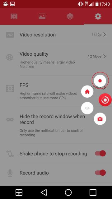 This is last step of How to Screen Record on Android phone. Just tap on the apps button and then tap on the button to record (the one which is circled in red).